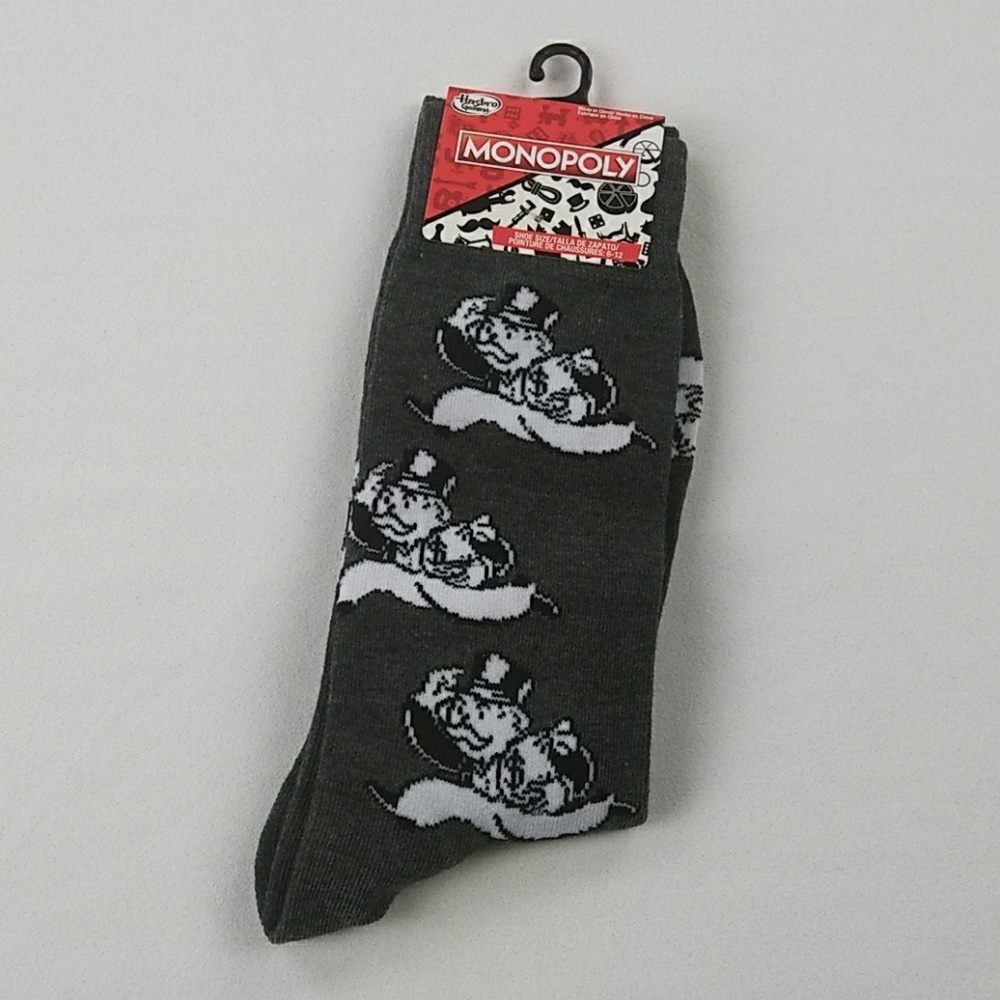 Mr Monopoly socks gray crew hasbro
